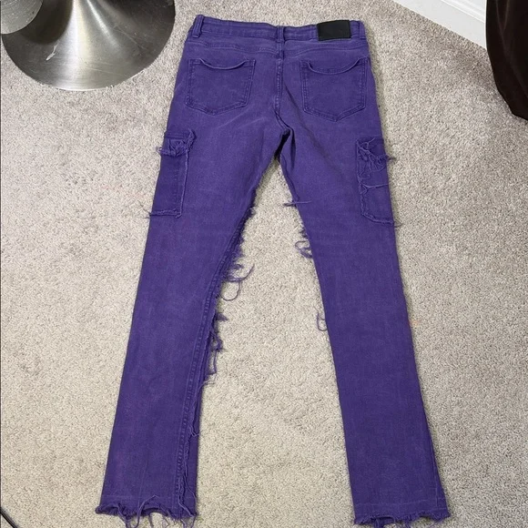 Kids Purple Cargo Jeans - Picture 4 of 4